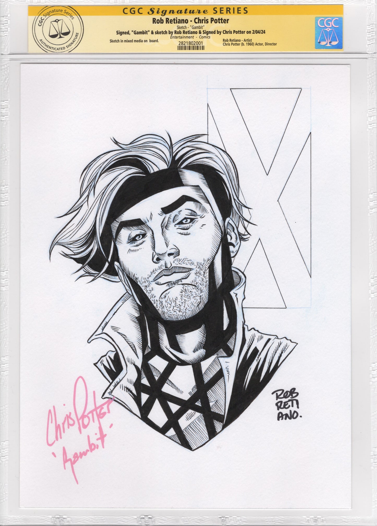 Gambit Original Art Chris Potter Autograph